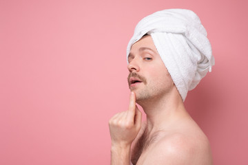 man beautify making face massage for better male macho appearence