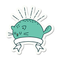 sticker of tattoo style happy cat