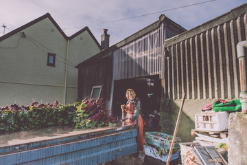 Female Farmer washing beetroot