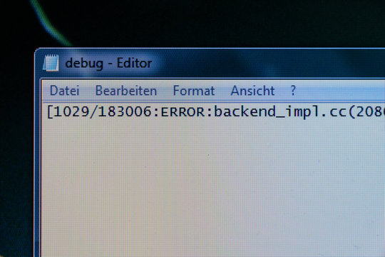 Error Log im Editor Windows