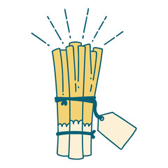 traditional tattoo style bunch of leeks