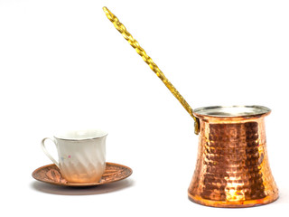 Turkish Coffee Utensils on White Background