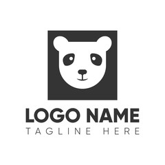 Panda square logo design. Panda square vector icon 