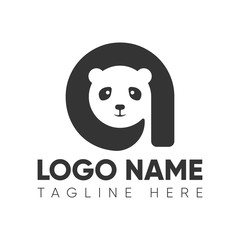 A letter with a panda vector logo design. A letter panda icon 