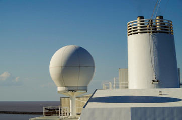 Endless ocean views from cruiseship or cruise ship liner during dream vacation in summer with blue...