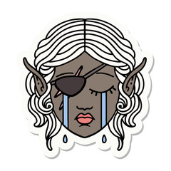 crying elf rogue character face sticker