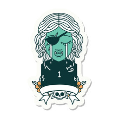 crying orc rogue character with natural one roll sticker
