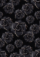 Rose dark pattern flowers black. Trendy dark Floral pattern in the many kind of flowers. Botanical Motifs scattered random. Seamless vector texture. for fashion prints. Printing with in hand drawn.