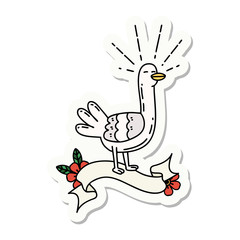 sticker of tattoo style sea bird