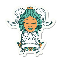 tiefling with natural 20 D20 roll sticker