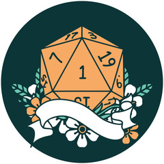 natural one d20 dice roll icon