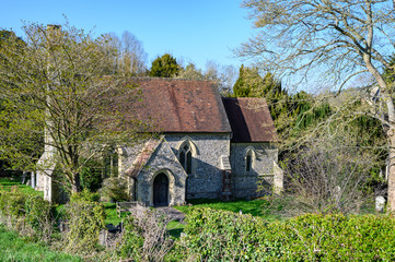 Fototapeta na wymiar St Mary's Church is located in the hamlet of Woodlands in West Kingsdown,Kent,UK. It was built in 1851