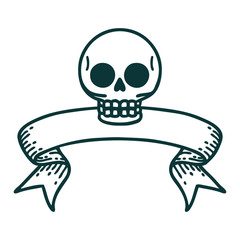 tattoo with banner of a skull