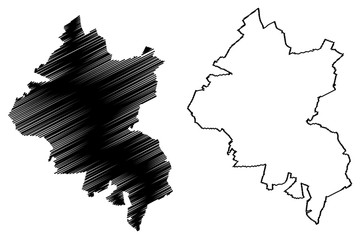 Amiens City (French Republic, France) map vector illustration, scribble sketch City of Amiens map