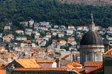 Fototapeta na wymiar Croatian City Dubrovnik in Summer Red Rooftops 2