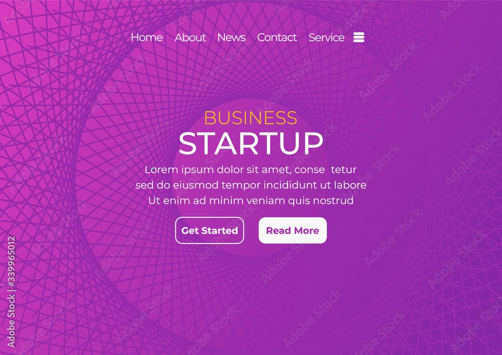 Poster startup business concept. business project startup process, with wireframe background . can use for 