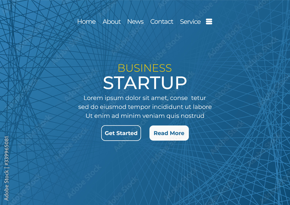 Poster startup business concept. business project startup process, with wireframe background . can use for 
