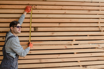 View of young man carpenter