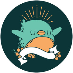 icon of tattoo style flapping robin