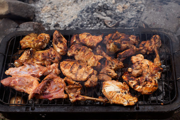 grilled chicken on the grill