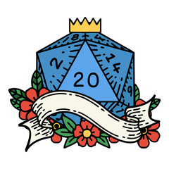 natural twenty D20 dice roll illustration