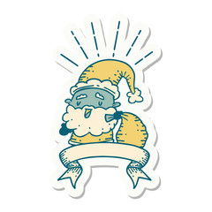 sticker of tattoo style santa claus christmas character with sack