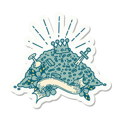 sticker of tattoo style pile of gold