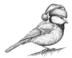 black and white engrave isolated tit illustration