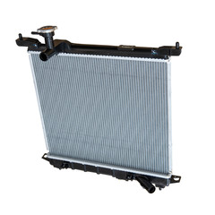 New engine cooling  motor radiators, Close up new radiator texture on white background.