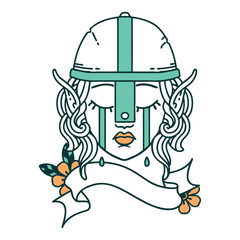 crying elf fighter character face illustration