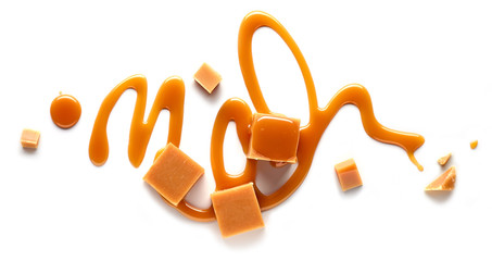 composition of caramel candies - obrazy, fototapety, plakaty