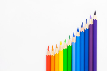 Color pencil chart at white background. Growth concept.