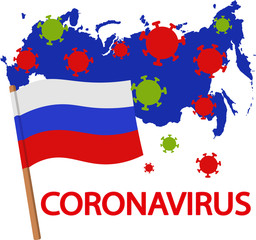 Coronavirus in the world. Covid-19 came to Russia. Quarantine. Vector illustration