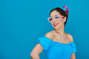 Pretty girl with candy glasses and hair up