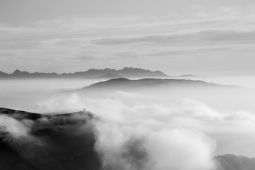 Mountain landscape. Mount Grappa panorama, Italian alps