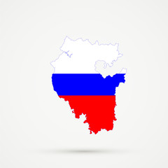 Bashkortostan map in Russia flag colors, editable vector.