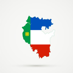 Bashkortostan map in Khakassia flag colors, editable vector.