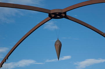 Plumb line located at the Punto Cero bridge in Medellin Colombia.