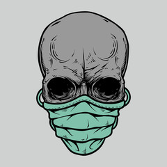 skull face in medical mask illustration