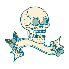 tattoo with banner of a skull