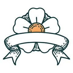 tattoo with banner of a flower