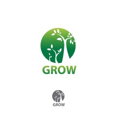 ecology logo - green design - growth vector illustration