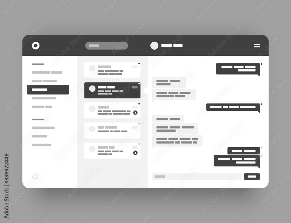 Poster concept for chat, social media, online messenger kit. wireframes screens. dashboard ui and ux kit de