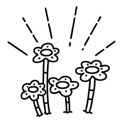 traditional black line work tattoo style flowers growing