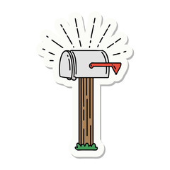 sticker of tattoo style closed mailbox