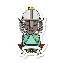 elf fighter with natural 20 dice roll sticker