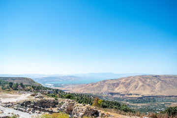Fototapeta na wymiar Overlooking the Sea of Galilee from Jordan looking into Israel, West Bank, Syria and Lebanon
