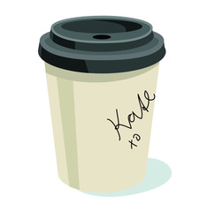 coffee take away cup with signature name sign write paper plastic cafe symbol isolated on white background