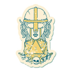 sad elf fighter character with natural one d20 roll illustration