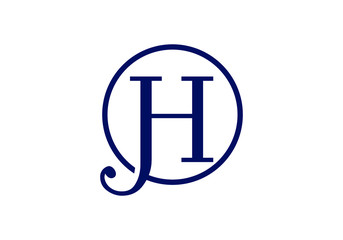 Elegant JH Initial Logo Design with Sophisticated Circular Motif and Dark Blue Hue